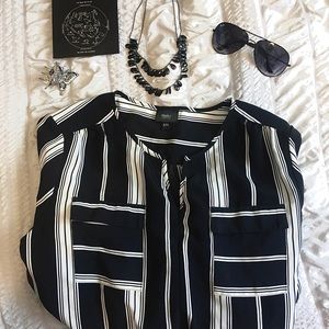 Mossimo XXL Black White Striped Summer Midi Dress